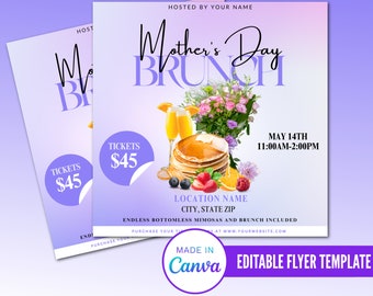 Mother's Day Brunch Flyer, Editable Brunch Flyer, Brunch Invitation, Instagram Post Flyer, Social Media Flyer, Diy Mother's Day Flyer