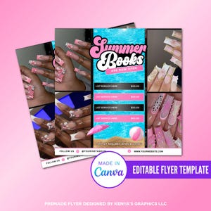 Summer Sale Bookings flyer, Summer Sale Flyer, June Booking Flyer, Summer Booking Flyer, June Books Open, Summer Hair Flyer, Nail Flyer