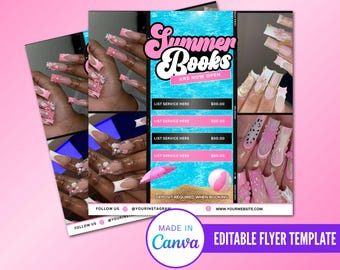 Summer Sale Bookings flyer, Summer Sale Flyer, June Booking Flyer, Summer Booking Flyer, June Books Open, Summer Hair Flyer, Nail Flyer