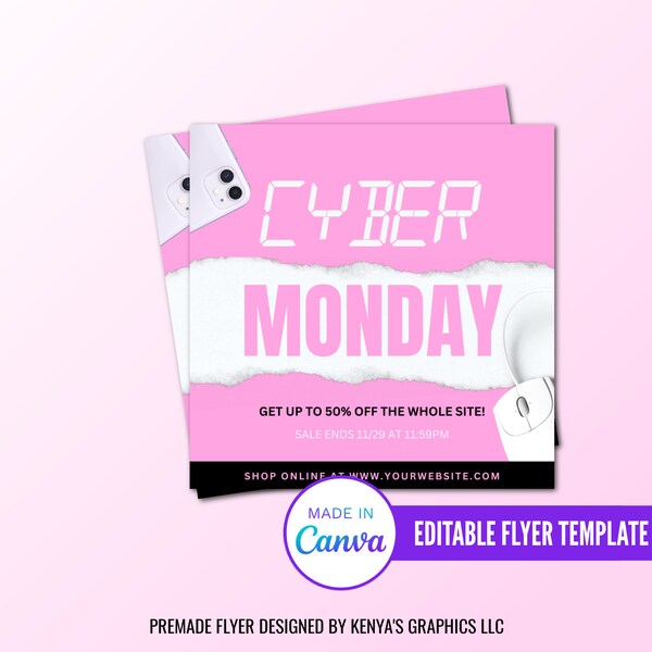 Cyber Monday Sale Flyer, Cyber Monday Editable Flyer, Instagram Post Flyer, Social Media Flyer, Sale Flyer, November Flyer