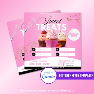 Sweet Treats Flyer, Bake Sale Flyer, dessert Flyer, Bakery Flyer, Bake Shop Flyer, Pastry Flyer, Cake Flyer