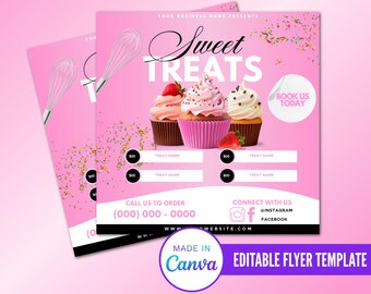 Sweet Treats Flyer, Bake Sale Flyer, dessert Flyer, Bakery Flyer, Bake Shop Flyer, Pastry Flyer, Cake Flyer
