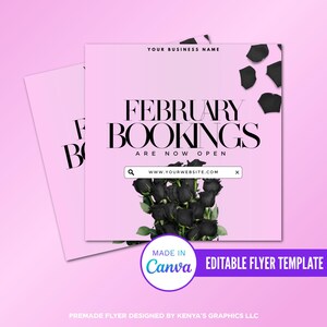 Now Booking Flyer, February Booking, Valentine&#39;s Day Sale Flyer, Editable Valentine&#39;s Day Flyer, Business Sale Flyer, Instagram Post Flyer