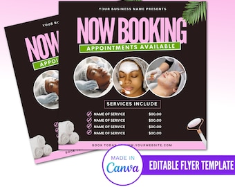 Now Booking Diy Flyer, Appointments Available Flyer, Editable Esthetician Flyer, Diy Instagram Business Flyer, Service Business Flyer