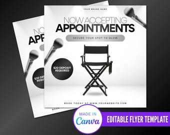 Now Accepting Appointments Editable Flyer, Diy Book Now Flyer, Instagram Post Flyer, Social Media Editable Flyer