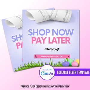 Shop Now Pay Later Flyer, Afterpay Flyer,  Editable Flyer, Instagram Post Flyer, Social Media Flyer, Sale Flyer, April editable flyer