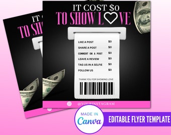 Show Support Flyer,  Editable Template, Receipt Flyer, Instagram Post Content Flyer, Editable Flyer, Diy Flyer, Business Flyer