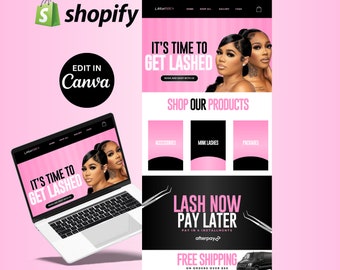 Editable Website Banners - Shopify Wix Web Banners - DIY Hair Website Banner Template - Beauty Hair Makeup Website Template Design