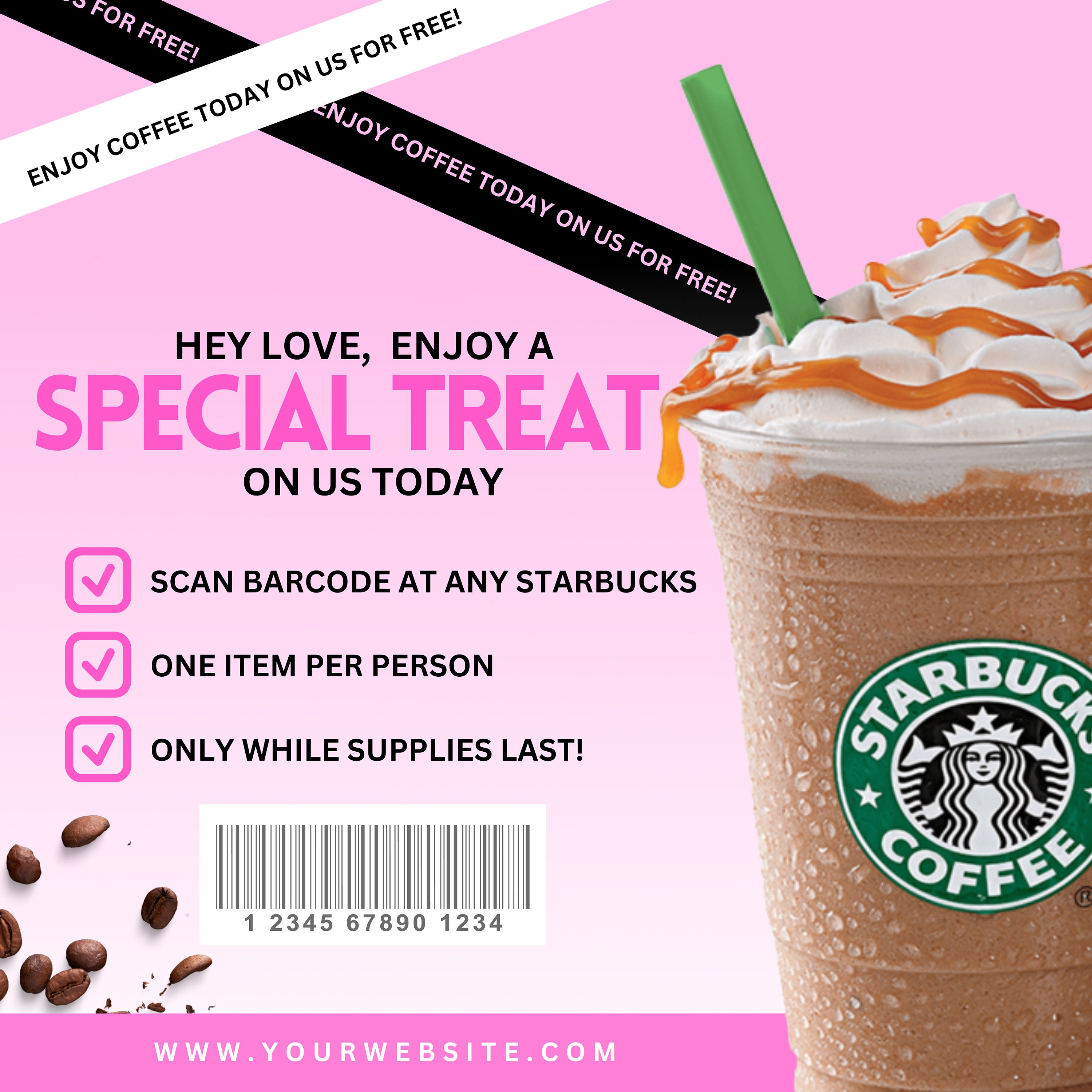 Starbucks Flyer, Starbucks on Us Flyer, Coffee on Us Starbucks Flyer, Starbucks on Us Flyer, Coffee on Us