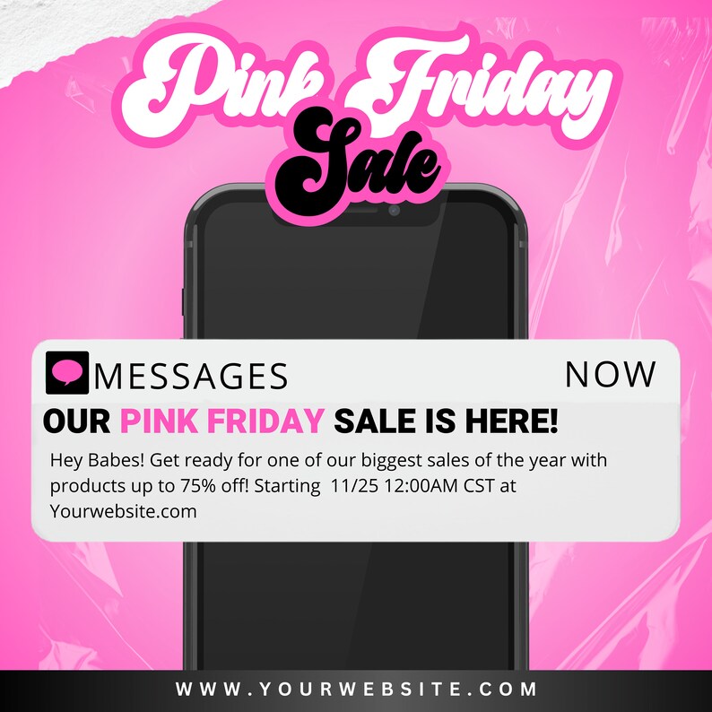 Pink Friday Message Pink Friday Flyer, Editable Text Message Sale Flyer, Black Friday Sale ...