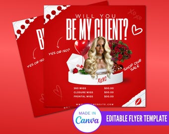 Will you be my client flyer, Now Booking Flyer, February Booking, Valentine's Day Sale Flyer, Editable Valentine's Day Flyer