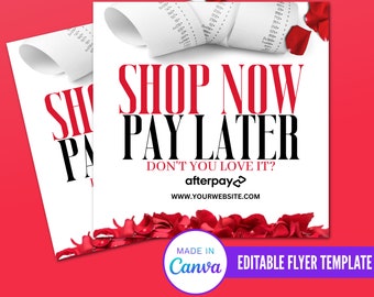 Shop Now Pay Later Flyer, Afterpay Flyer, Valentines Editable Flyer, Instagram Post Flyer, Social Media Flyer, Sale Flyer, February Flyer