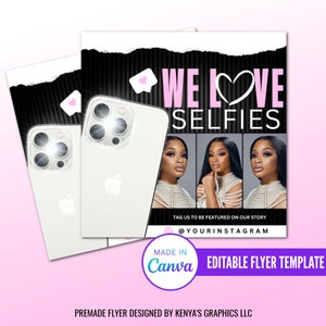 We Love Your Selfies Flyers, Tag Us Flyer, Diy We Love Your Selfies Flyer, Premade Social Media Flyer image 1