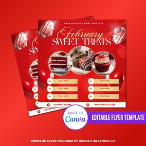 February Sweet Treats Flyer, February Bake Sale Flyer, Valentines Day dessert Flyer, Bakery Flyer, Bake Shop Flyer, Pastry Flyer,Cake Flyer