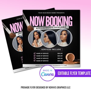 Jetzt buchen DIY Flyer, Termine verfügbar Flyer, bearbeitbarer Mua Flyer, Diy Instagram Business Flyer, Service Business Flyer