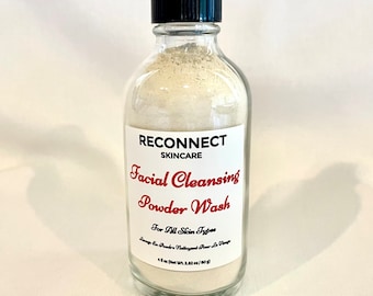 Facial Cleansing Powder To Foam with Ashwagandha, Chamomile, & Aloe Vera, Vegan, Gently Exfoliating, Normal Sensitive Skin