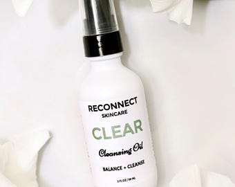 CLEAR | Oily Skin Facial Cleansing Oil | Organic Facial Cleanser  |  BALANCE + CLEANSE