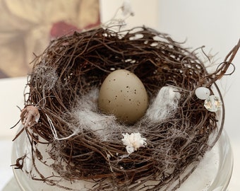 Vogelnest-Display, echtes Ei, künstliches Nest, Glockenglas-Display, Vogelnest auf Ständer