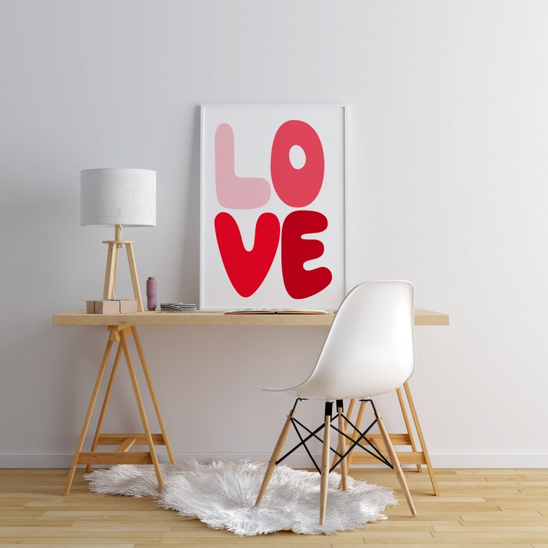 Love Poster / Red Love / Love Wall Decor / Love You Gift / Etsy