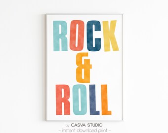 Rock & Roll Poster Druck, Wohnzimmer Wandkunst, Wand dekor, Rock Liebhaber Poster Druck, Rock Poster, Boho Dekor, Rock n Roll, Musik Liebhaber