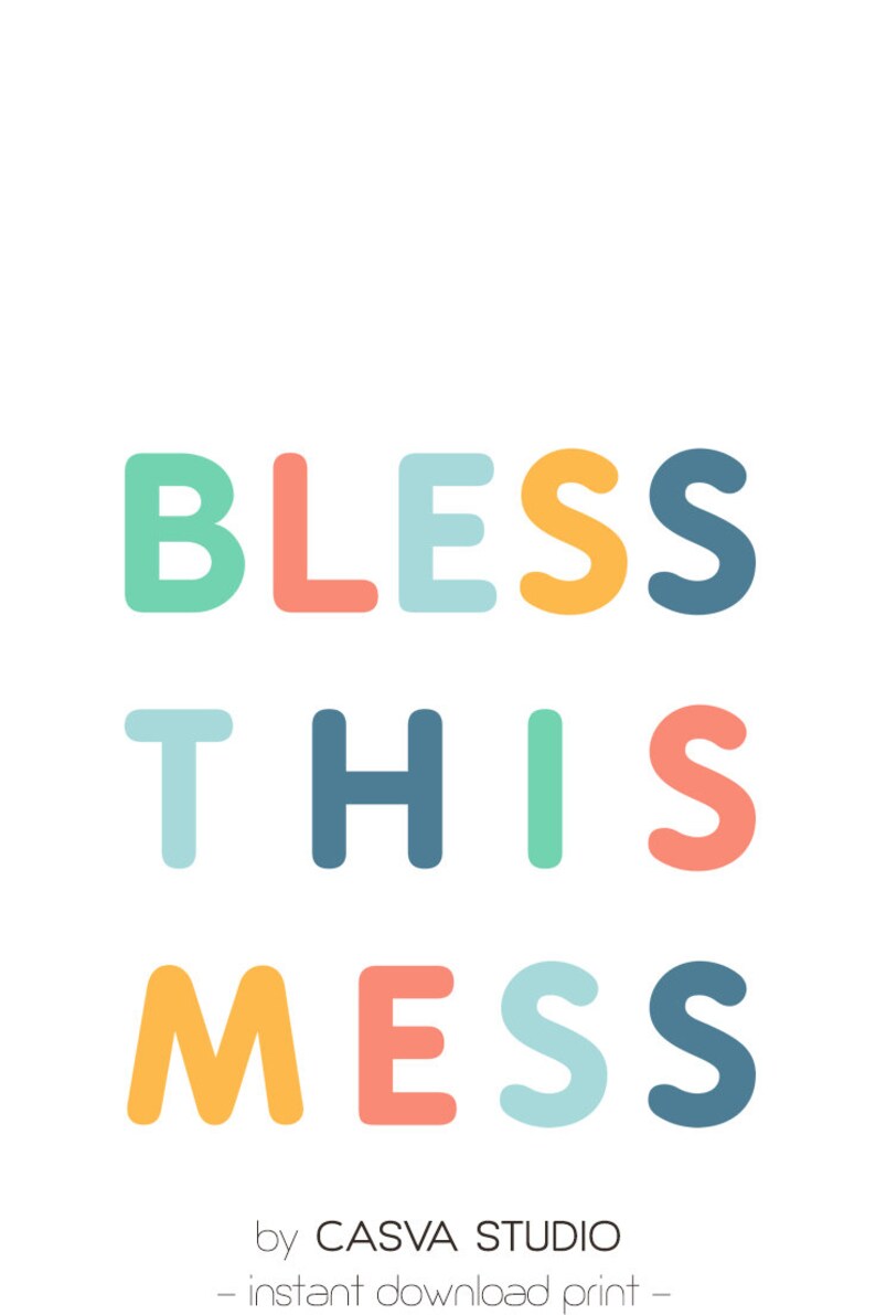 Bless This Mess Sign / Printable Art / Inspirational Quote / - Etsy