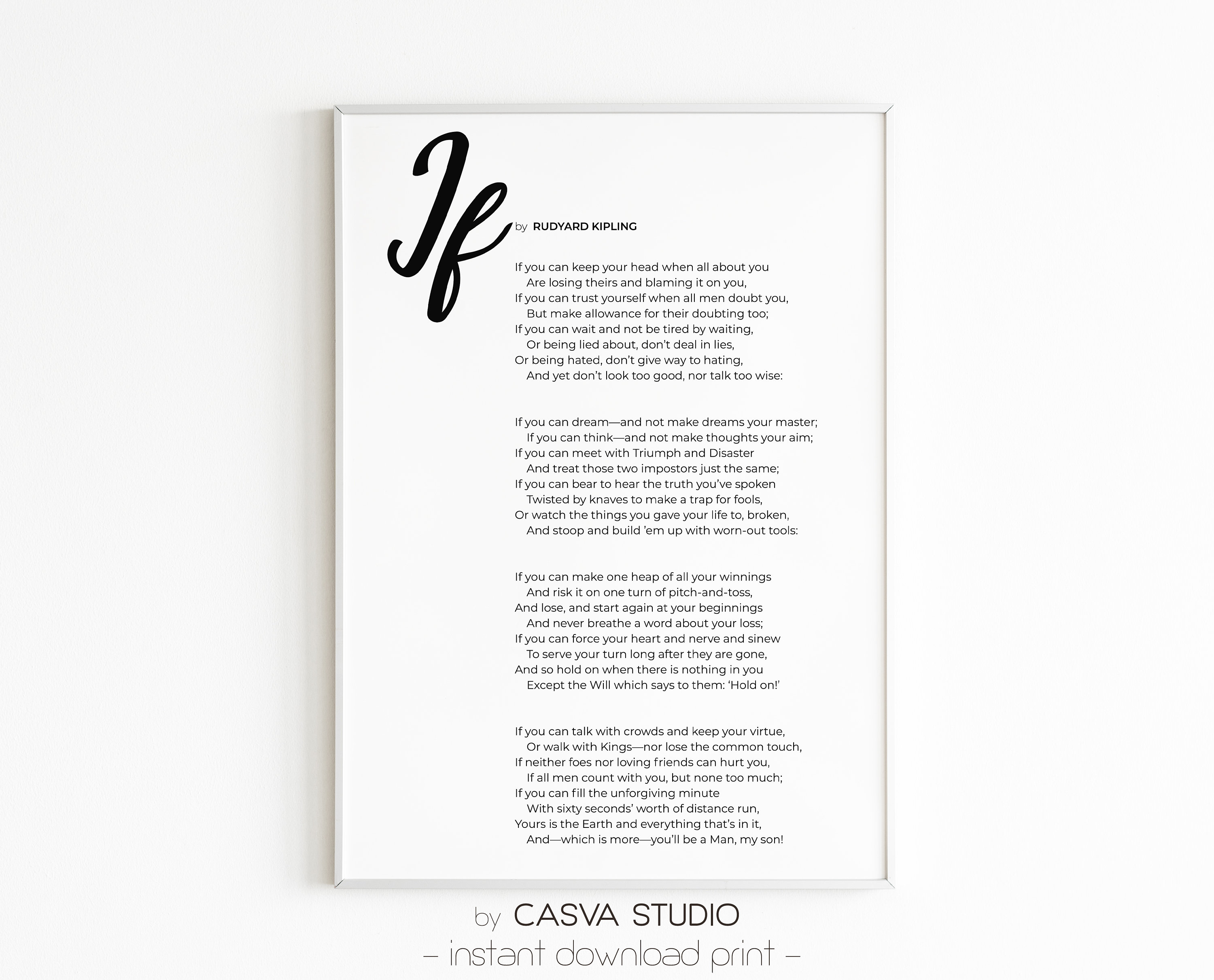 If by Rudyard Kiplinginspirational Poemprintable Wall - Etsy