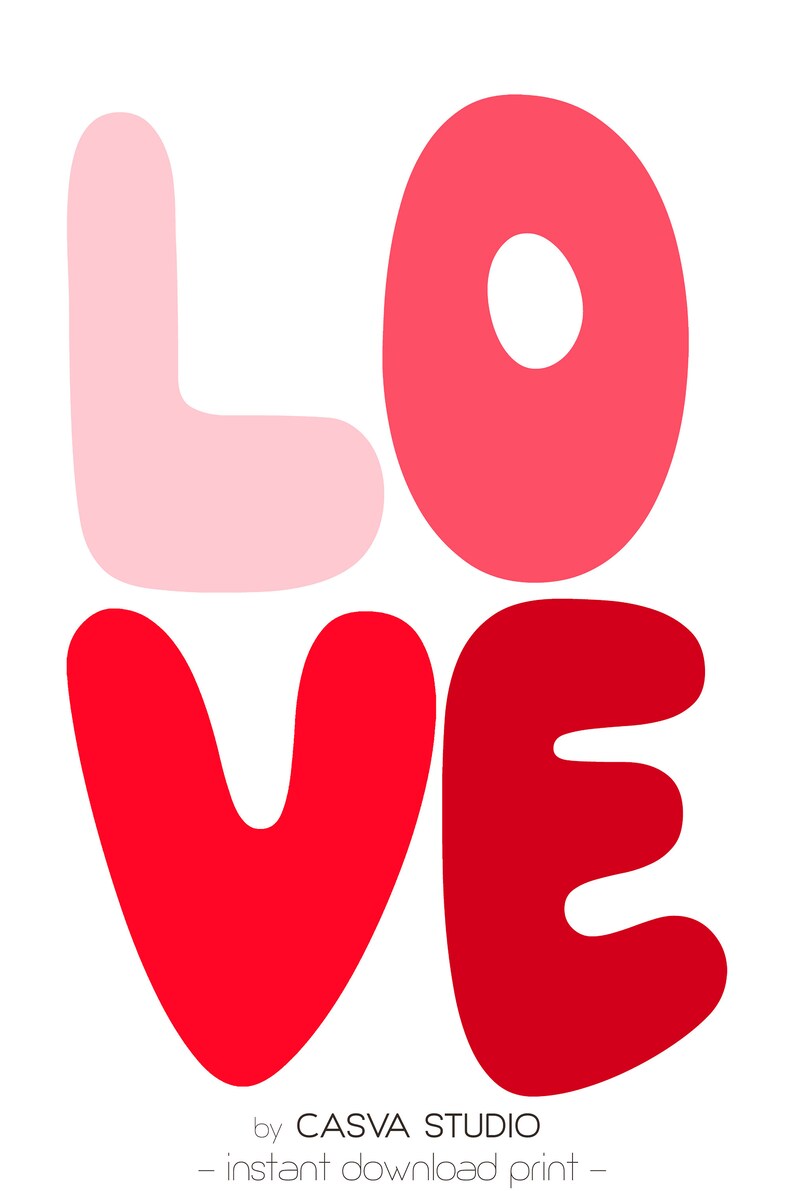 Love Poster / Red Love / Love Wall Decor / Love You Gift / Etsy