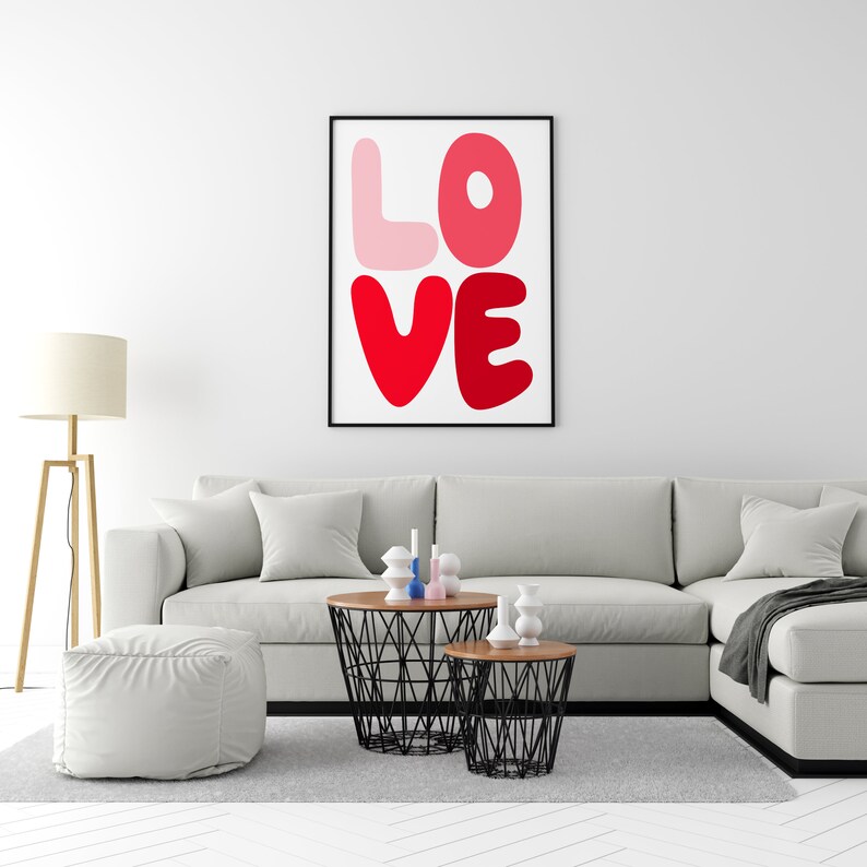 Love Poster / Red Love / Love Wall Decor / Love You Gift / Etsy