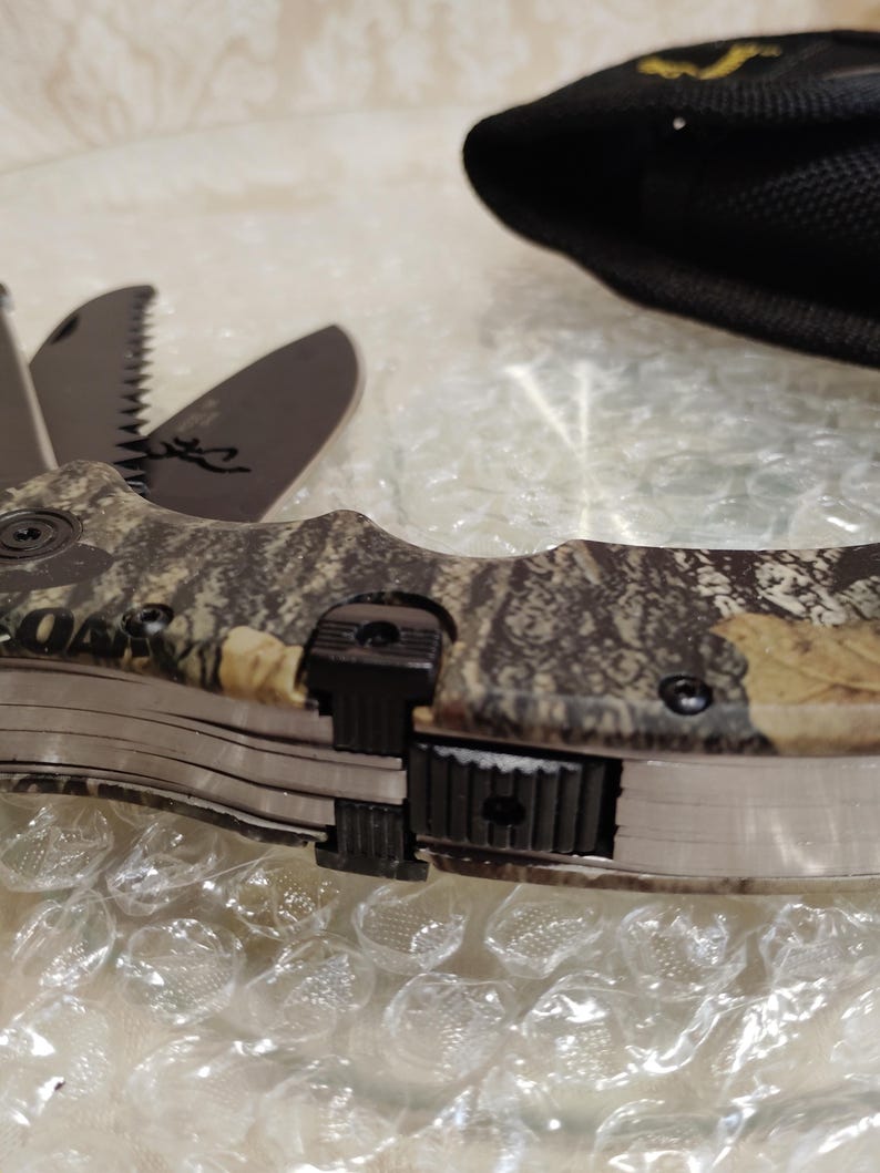 Vtg. Browning 3 Blade Knife Hunting Camping Tool image 3