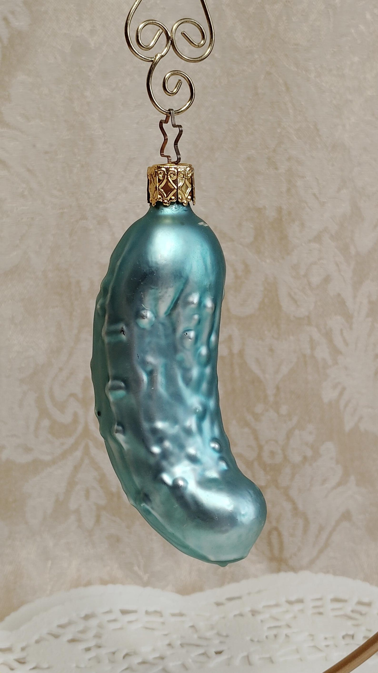 Inge Vintage Mercury Glass Pickle Ornament Made in Germany