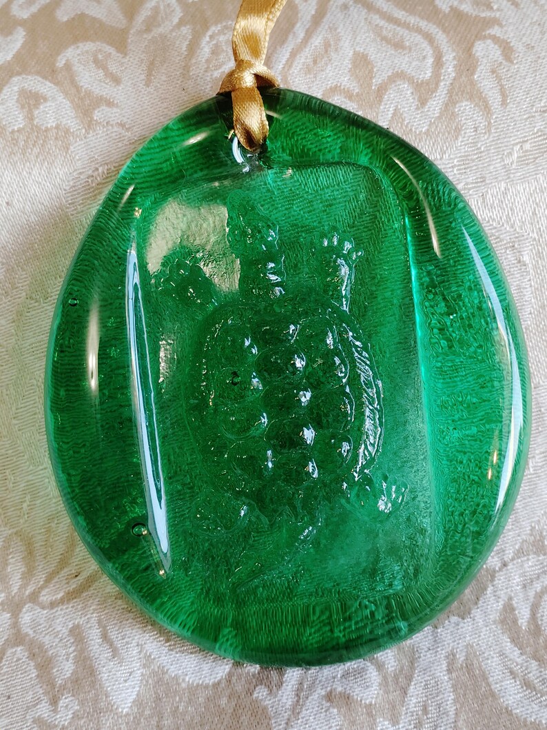 Blenko Glass Pressed Turtle Sun Catcher Green - Etsy