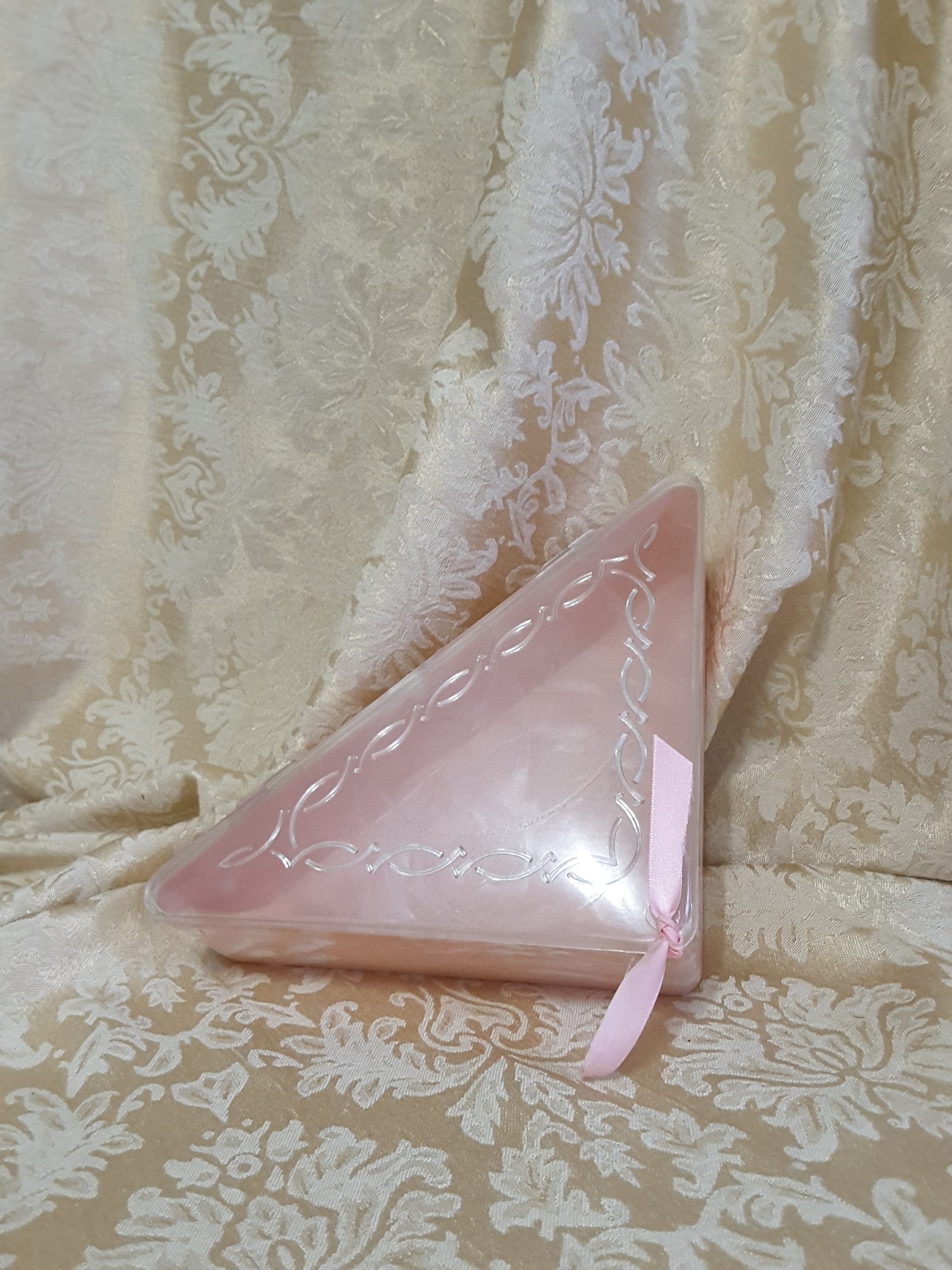 Vintage 1950s Celluloid Handkerchief Box, Peach Marble Effect ...