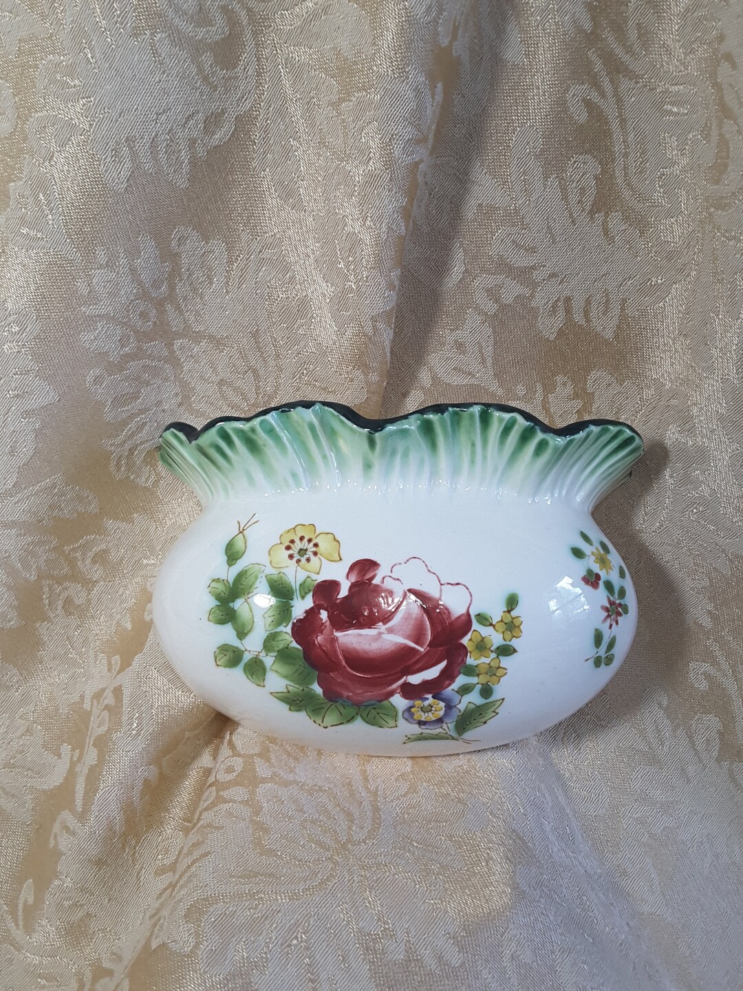 Floral Porcelain Wall Pocket: Cottagecore Decor - Etsy