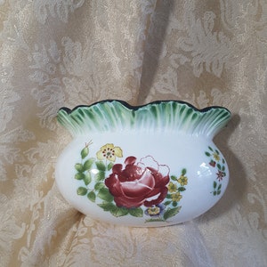 Floral Porcelain Wall Pocket: Cottagecore Decor