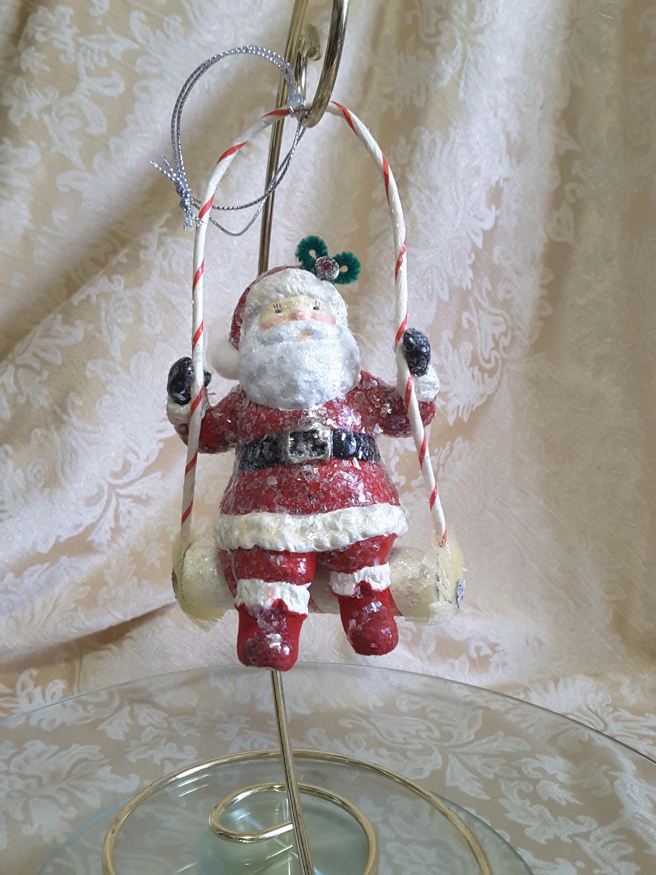 スイング　サンタクロース Santa on A Swing Ornament Resin Glitter - Etsy