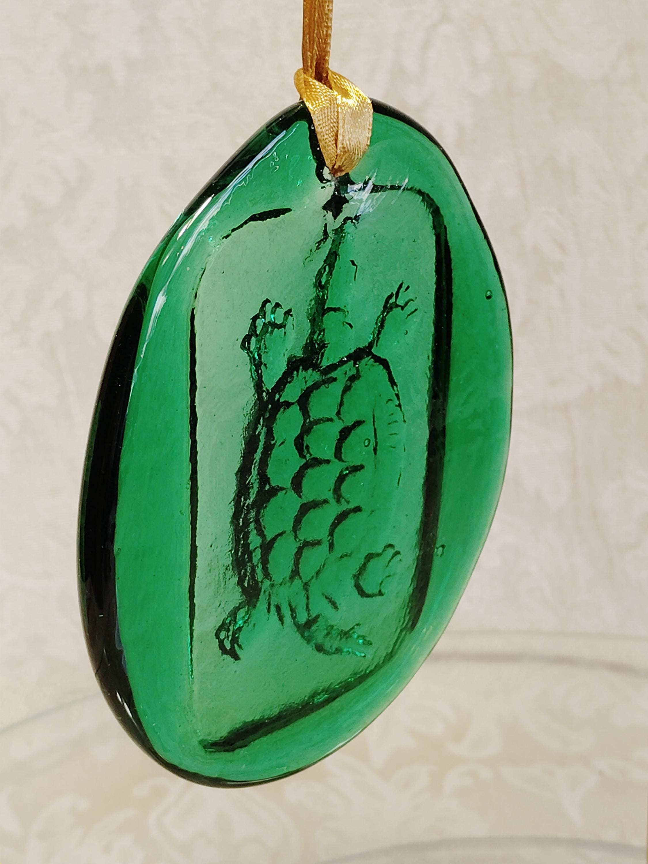 Blenko Glass Pressed Turtle Sun Catcher Green - Etsy