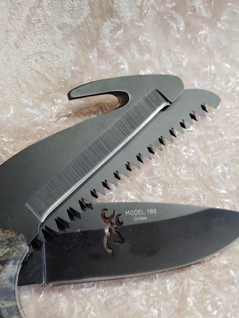 Vtg. Browning 3 Blade Knife Hunting Camping Tool image 6