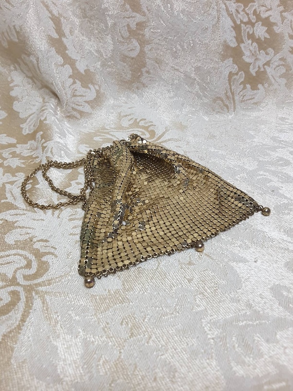 Gorgeous Gold Tone Metal Mesh Draw String Reticule