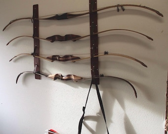 4-bow Leather Traditional Archery Bow Rack / bow holder