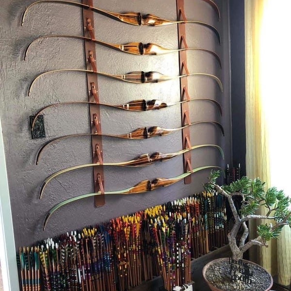 8-bow leather traditional archery bow rack