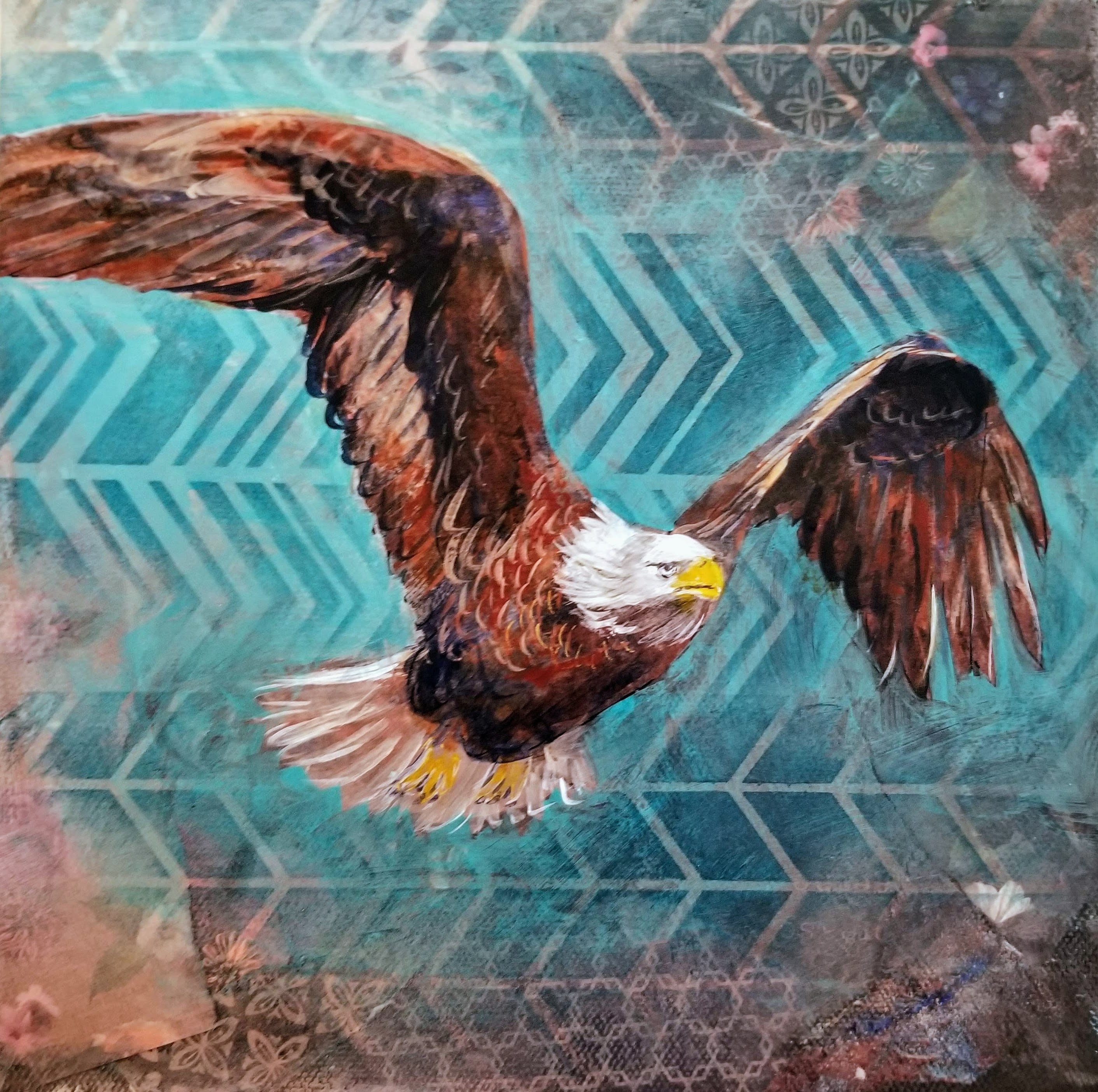 Eagle Painting Original Bald Eagle Art on Canvas 8x8 Etsy