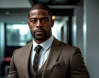 Modelo masculino de IA: modelo de portada de novela romántica, fotografía de IA, retrato de hombre guapo, fotos para anuncios de Facebook, portada de Vella, hombre afroamericano