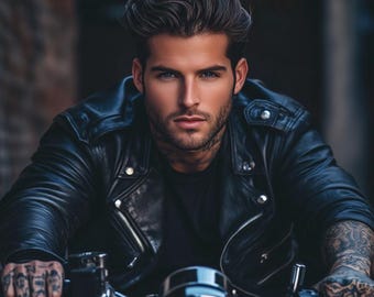 Bad Boy AI Male Model with Tattoos for Romance Book Cover Art, Dark Brooding Handsome Digital Download for Authors & Designers