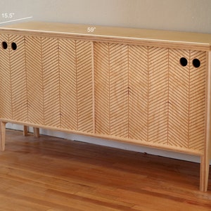 Dimensioned isometric view of a modern scandinavian sideboard