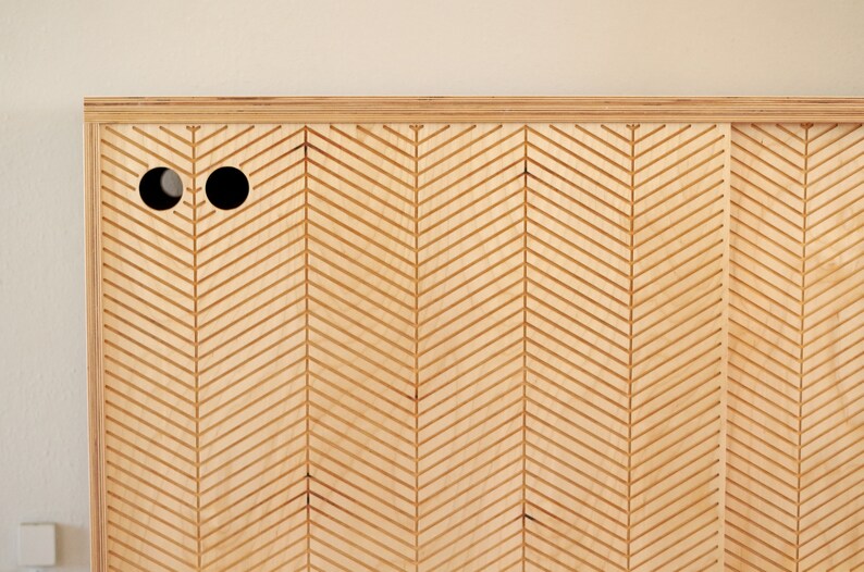 Detail view of a modern sideboard door