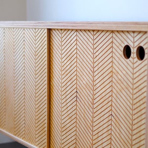 Detail view of a Modern Scandinavian sideboard doors