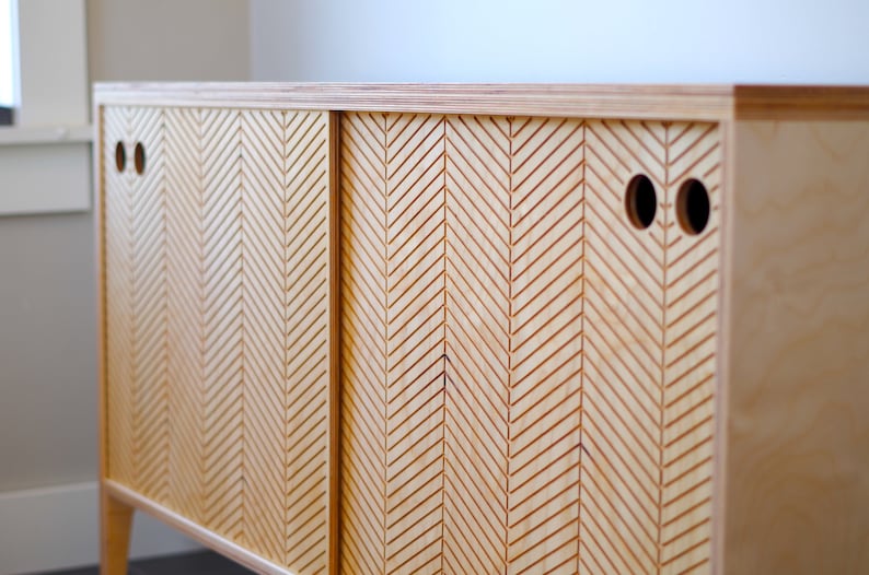 Detail view of a Modern Scandinavian sideboard doors