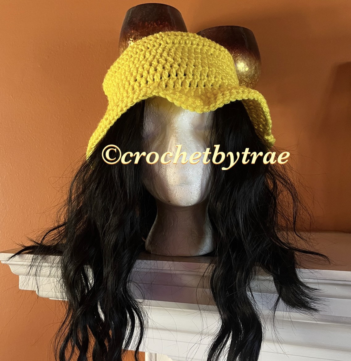 Crochet Bucket Hat | Mustard Yellow Crochet Bucket Hat - Yellow – Yarn Stitch main image 4