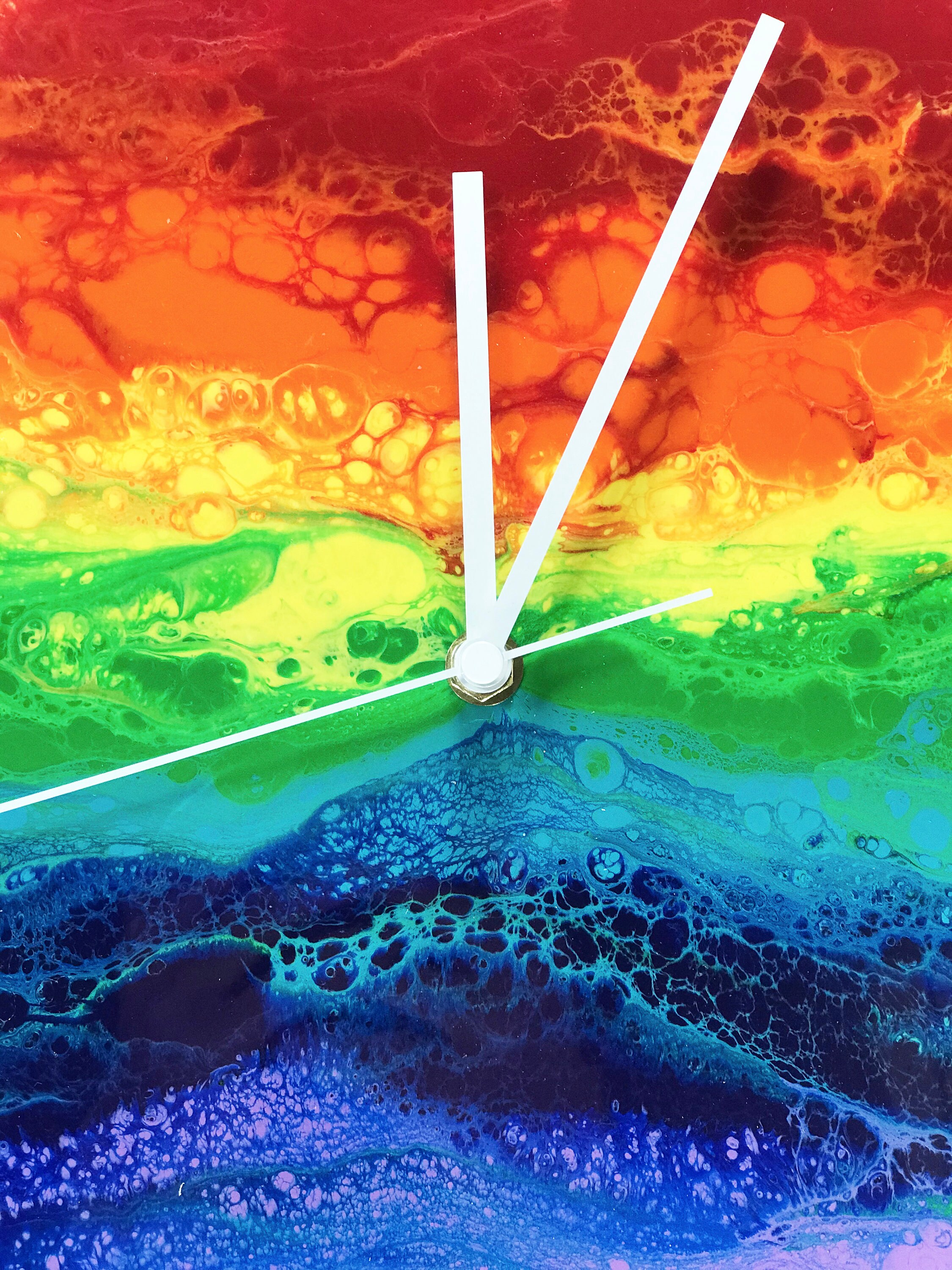 Rainbow Wall Clock Resin Art 12'' 30 Cm diameter Etsy