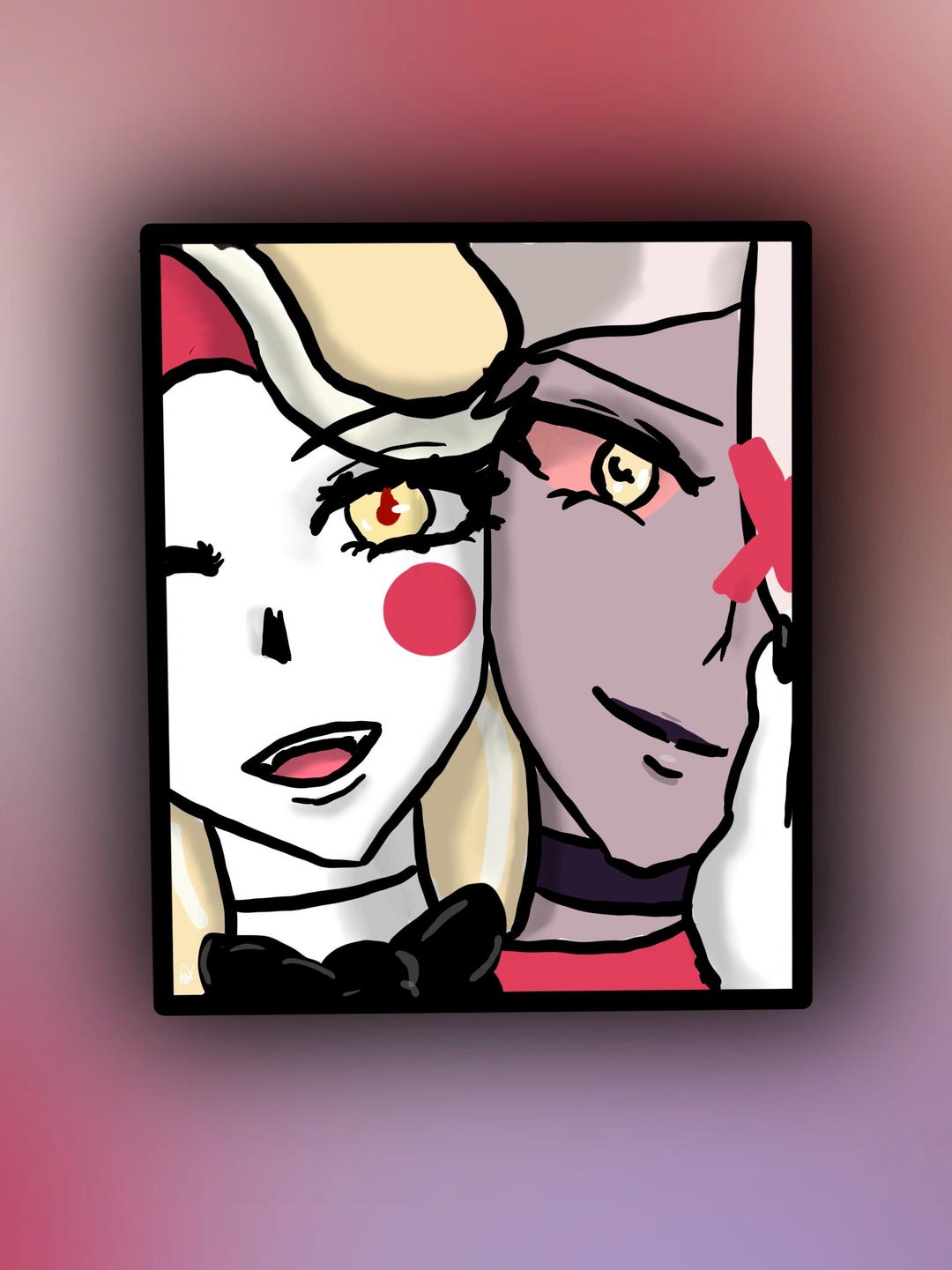 Vaggie and Charlie - Hazbin Hotel Inspired Fanart Sticker! - Etsy